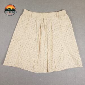 Gianni Bini Pleated Skirt Beige Cotton Bohemian Elastic Waist Women's Size M